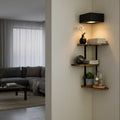 Lucca 3-Tier Corner Floating Shelf with Wood & Metal Frame