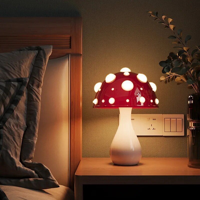 Amanita-Inspired LED Table Lamp with Warm Glow