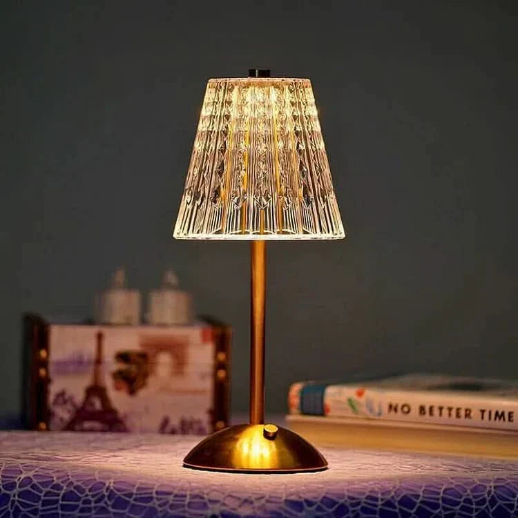 Crystal Rechargeable Cordless LED Table Lamp Warm Ambient Lighting
