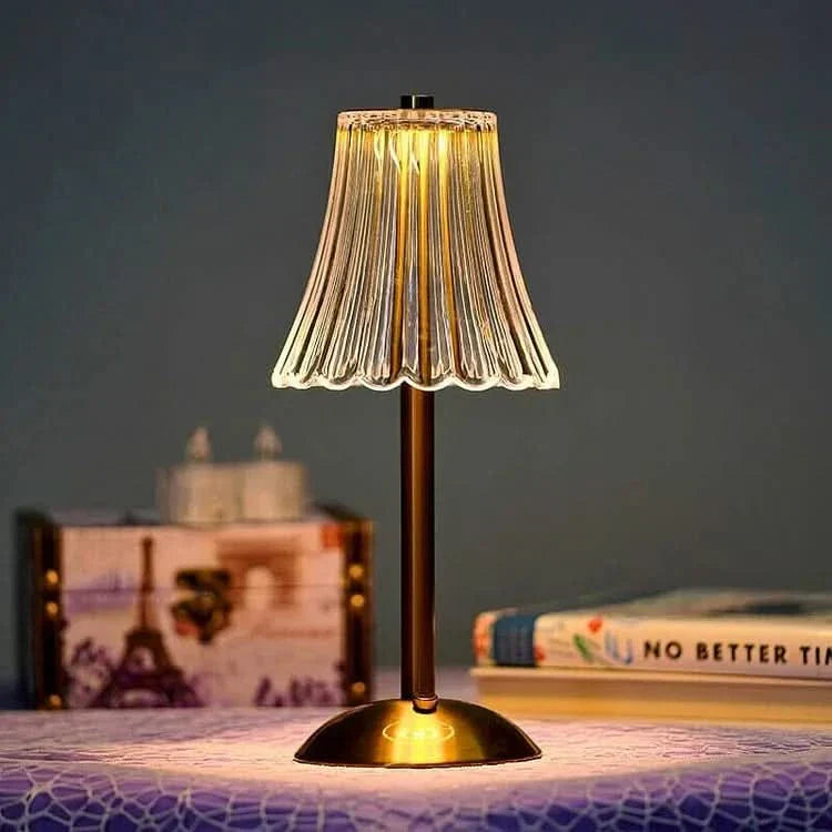 Crystal Rechargeable Cordless LED Table Lamp Warm Ambient Lighting