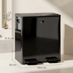 Dual Compartment Recycling Bin with Deodoriser Holders - Black