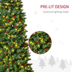7 Foot Prelit Artificial Pencil Christmas Tree with Warm White LED Lights and Red Berries