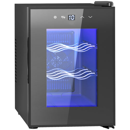 6-Bottle Countertop Wine Fridge with Triple Glass Door Black