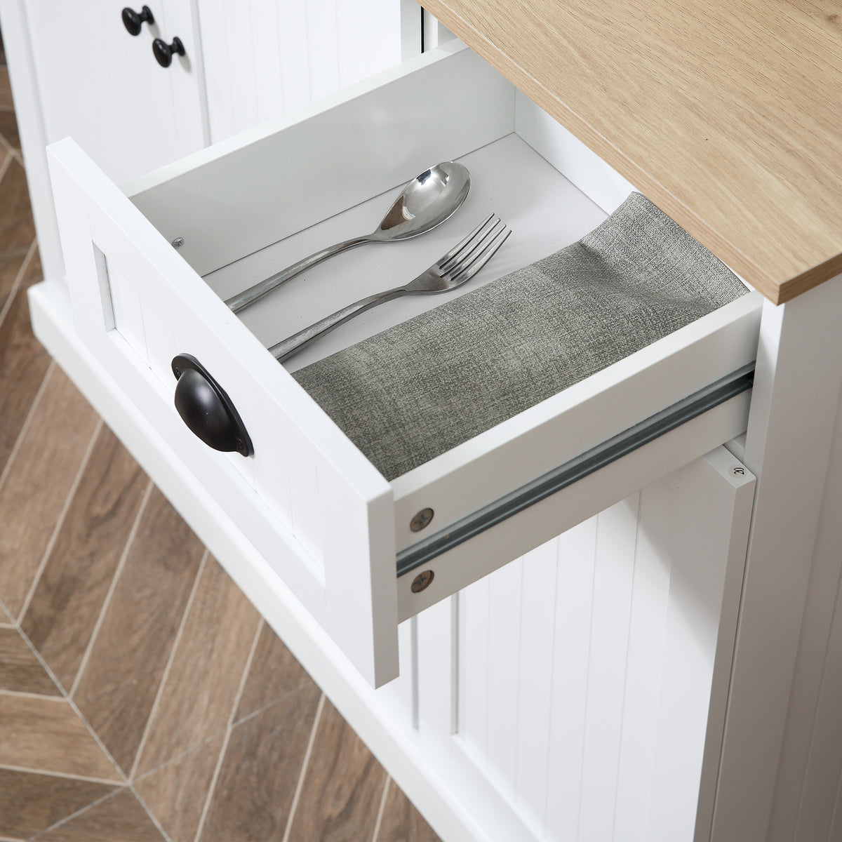 Kitchen Cabinet with Microwave Countertop and Storage Drawer White