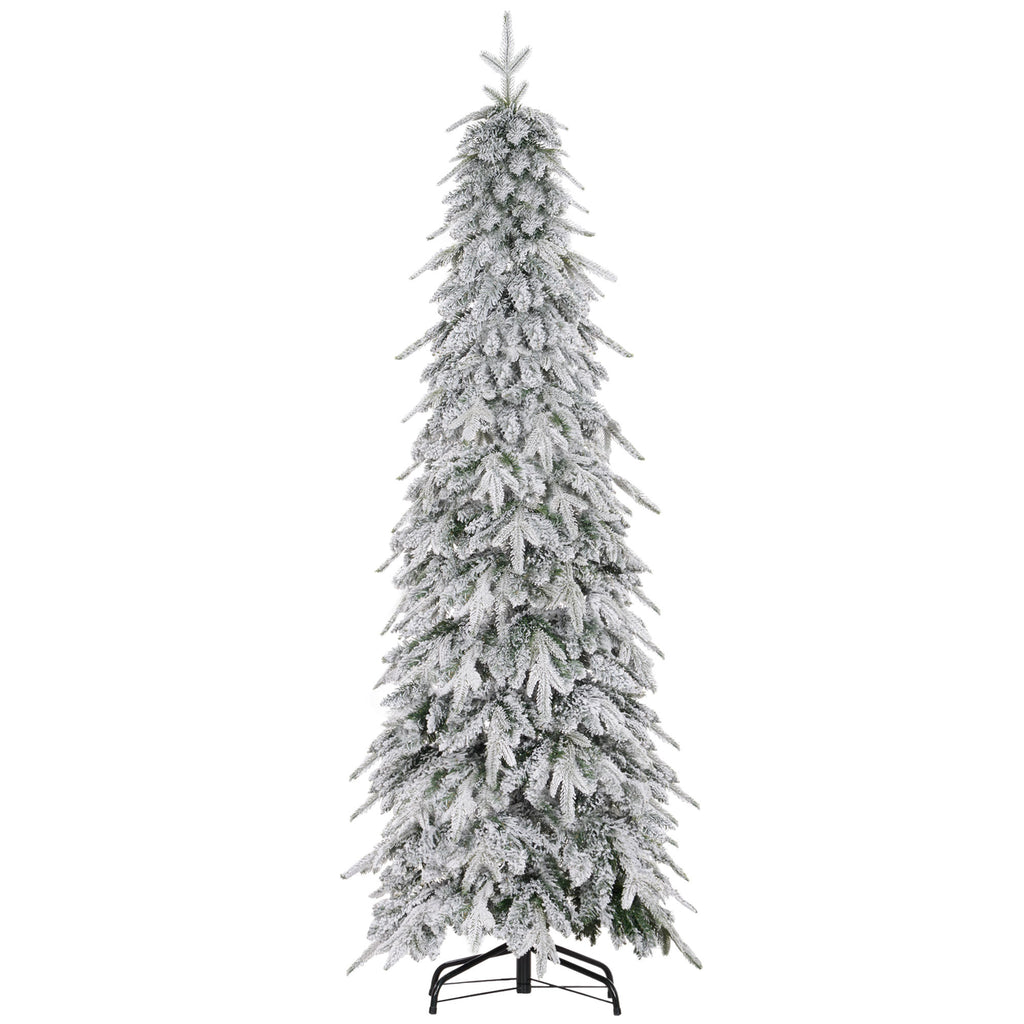 6ft Pencil Snow Flocked Christmas Tree with Downswept Branches