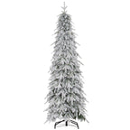 6ft Pencil Snow Flocked Christmas Tree with Downswept Branches