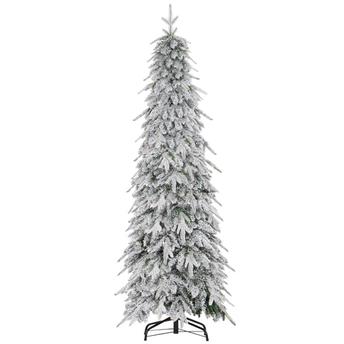 6ft Pencil Snow Flocked Christmas Tree with Downswept Branches