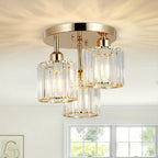 Modern Crystal Ceiling Light with 3-Light Semi Flush Mount