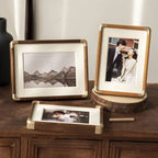 Brooks Tabletop Photo Frame in Vintage Wood and Brass