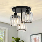 Modern Crystal Ceiling Light with 3-Light Semi Flush Mount
