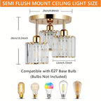 Modern Crystal Ceiling Light with 3-Light Semi Flush Mount