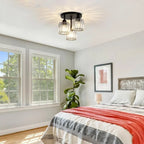 Modern Crystal Ceiling Light with 3-Light Semi Flush Mount