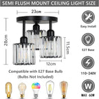 Modern Crystal Ceiling Light with 3-Light Semi Flush Mount