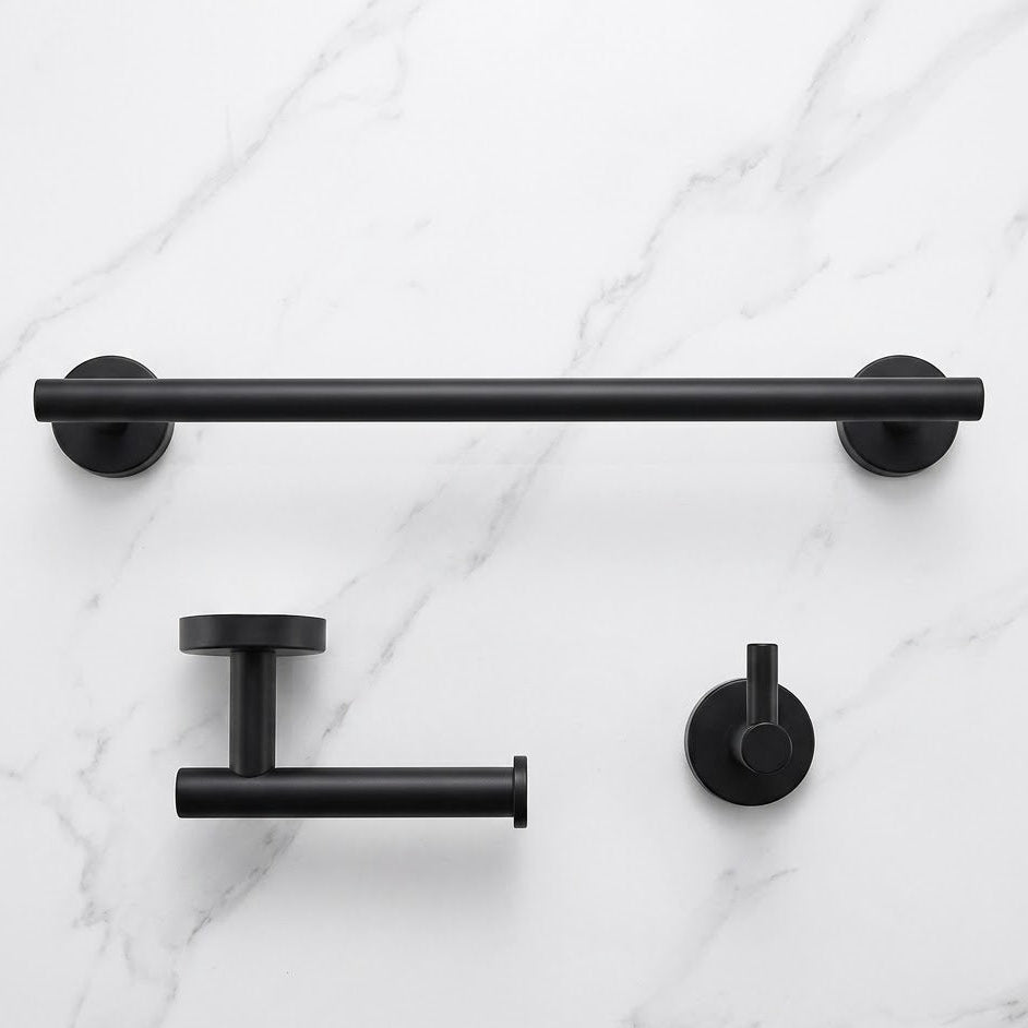 3 Piece Matte Black Stainless Steel Bathroom Hardware Set Modern Bathroom Decor