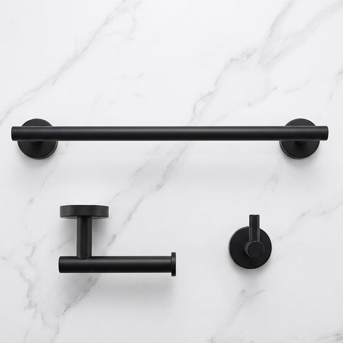 3 Piece Matte Black Stainless Steel Bathroom Hardware Set Modern Bathroom Decor