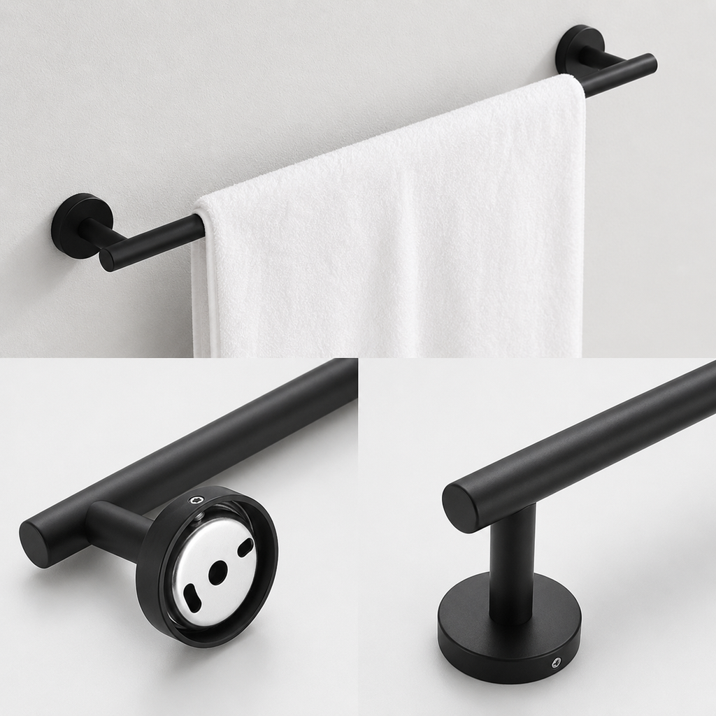 3 Piece Matte Black Stainless Steel Bathroom Hardware Set Modern Bathroom Decor