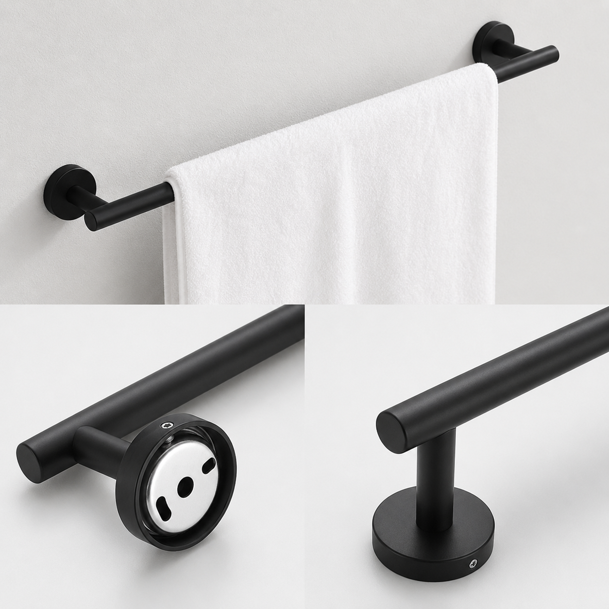 3 Piece Matte Black Stainless Steel Bathroom Hardware Set Modern Bathroom Decor