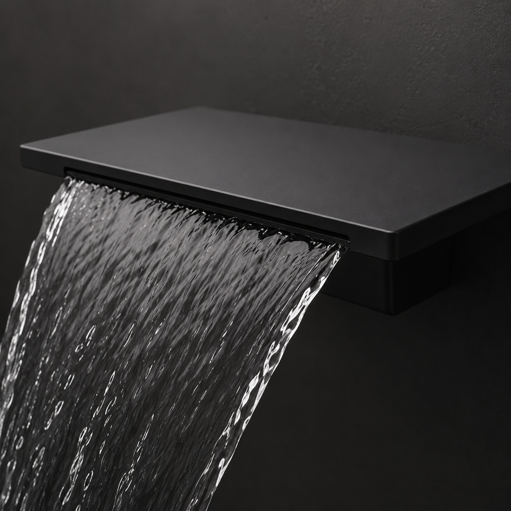 Matte Black Wall Mounted Waterfall Bathroom Faucet Modern Bathroom Decor