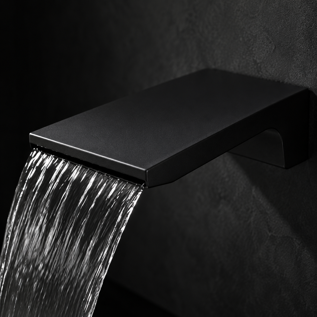 Matte Black Wall Mount Waterfall Bathtub Faucet