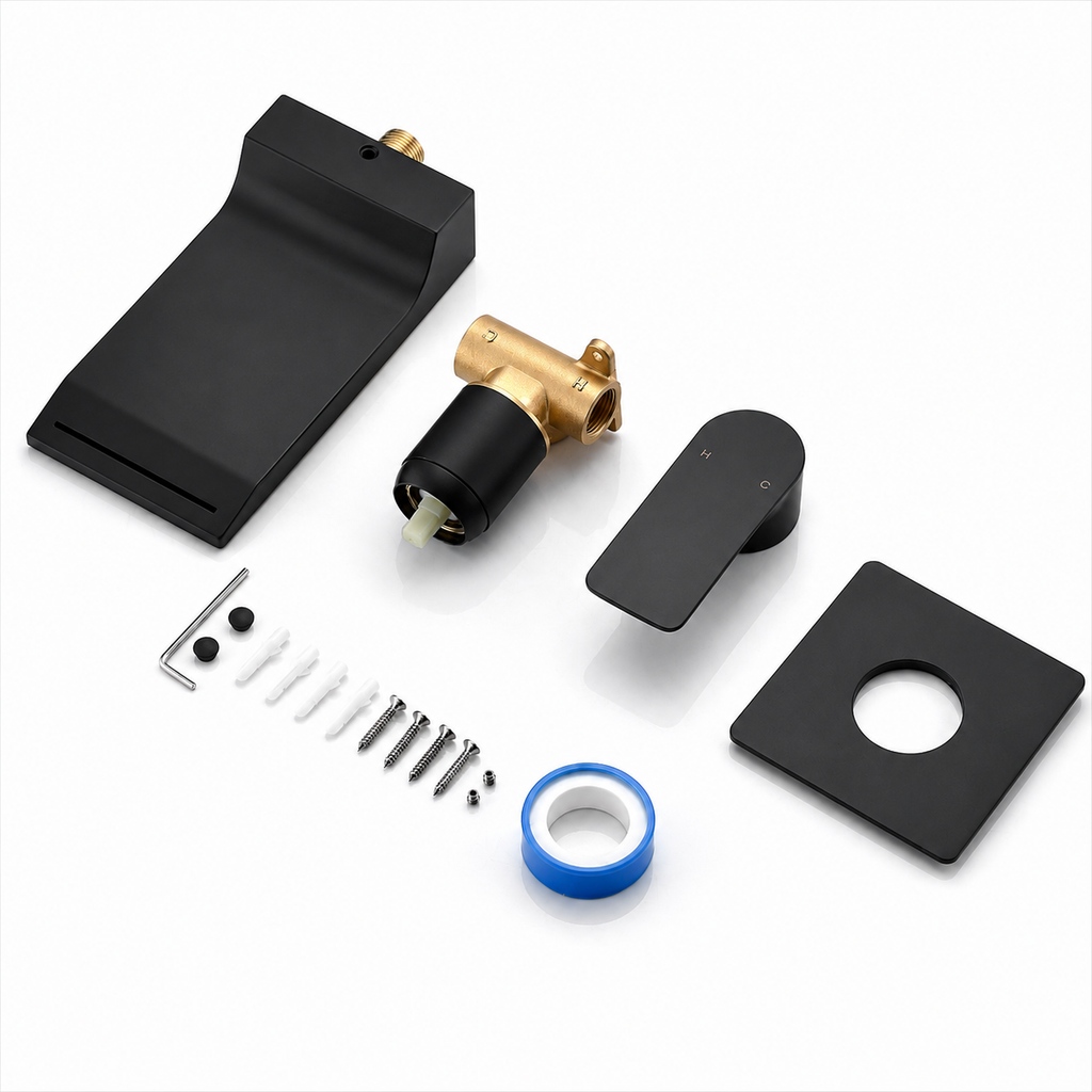 Matte Black Wall Mount Waterfall Bathtub Faucet