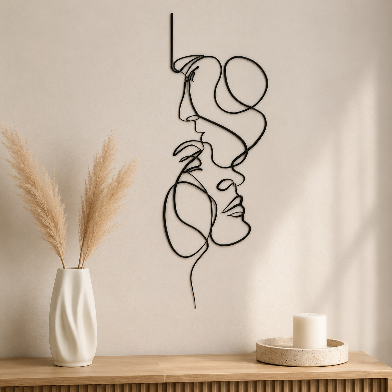 Black Metal Abstract Face Wall Art