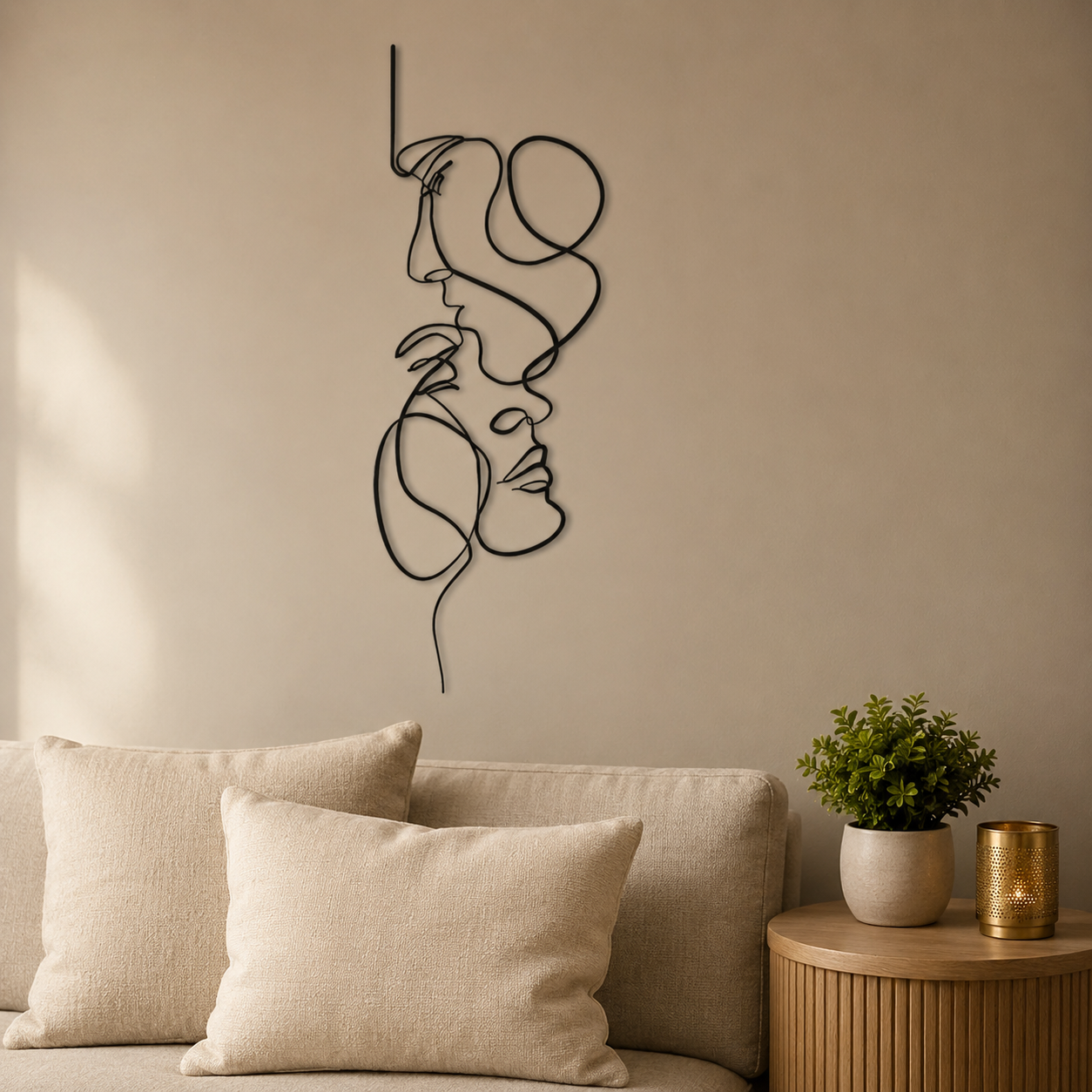 Black Metal Abstract Face Wall Art