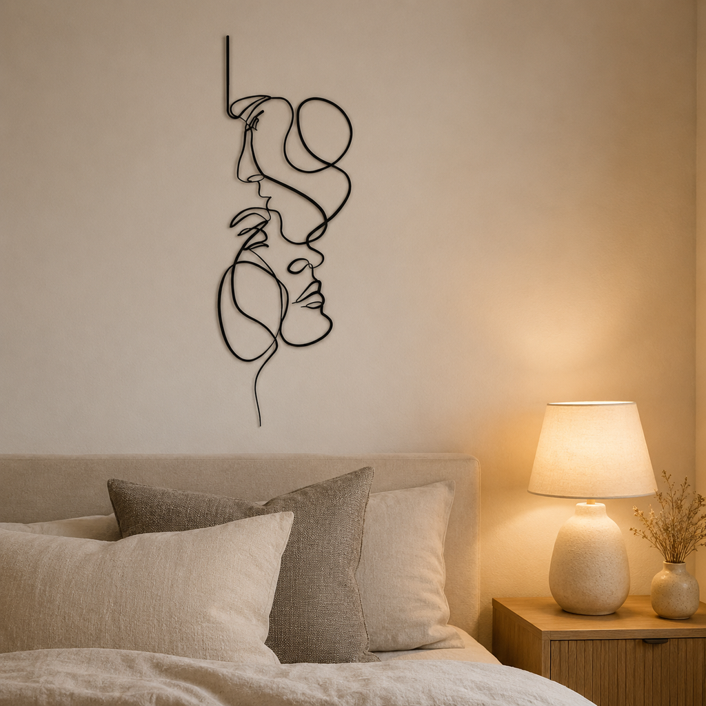Black Metal Abstract Face Wall Art