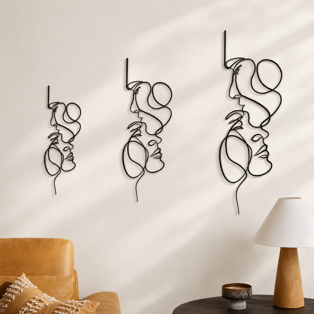 Black Metal Abstract Face Wall Art