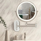 LED Wall-Mounted Magnifying Mirror with Adjustable Arm Modern Interior Decor