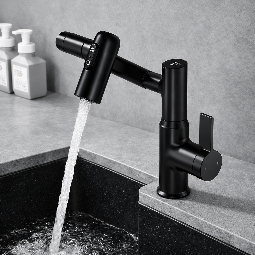 Modern Matte Bathroom Mixer Tap with LED Temperature Display Modern Bathroom Decor