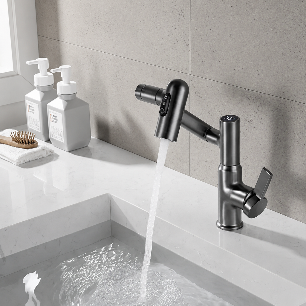 Modern Matte Bathroom Mixer Tap with LED Temperature Display Modern Bathroom Decor