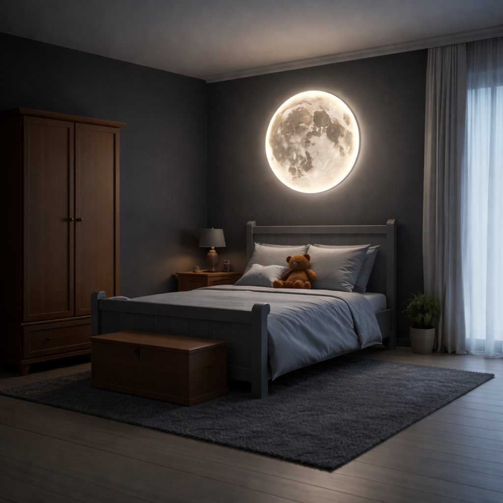 Backlit Moon LED Wall Light – Realistic Lunar Surface Design Modern Interior Lighting