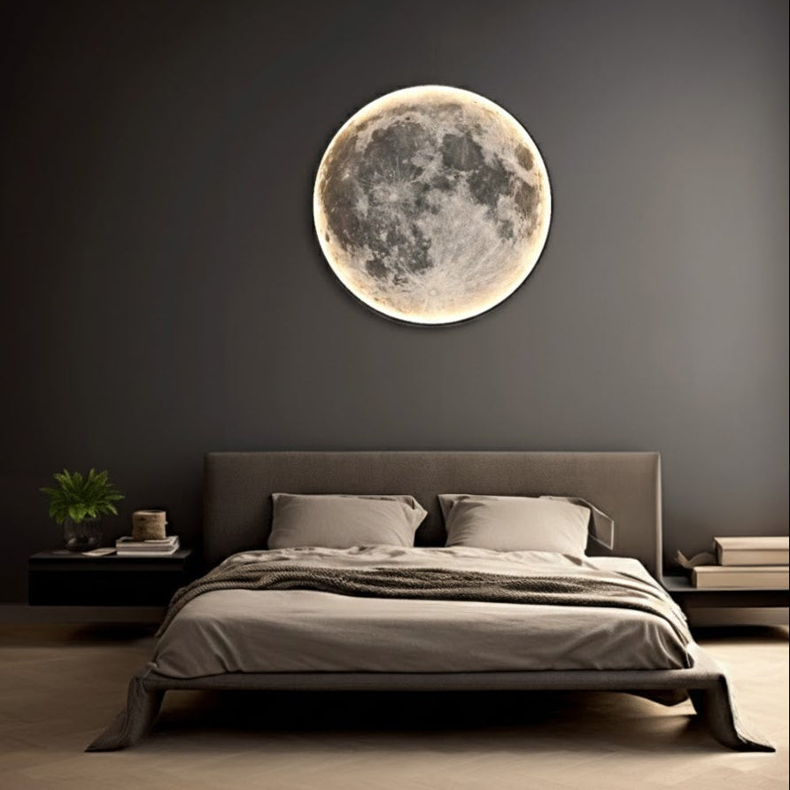 Backlit Moon LED Wall Light – Realistic Lunar Surface Design Modern Interior Lighting