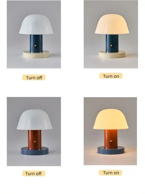Rechargeable LED Mushroom Table Lamp with Touch Dimming