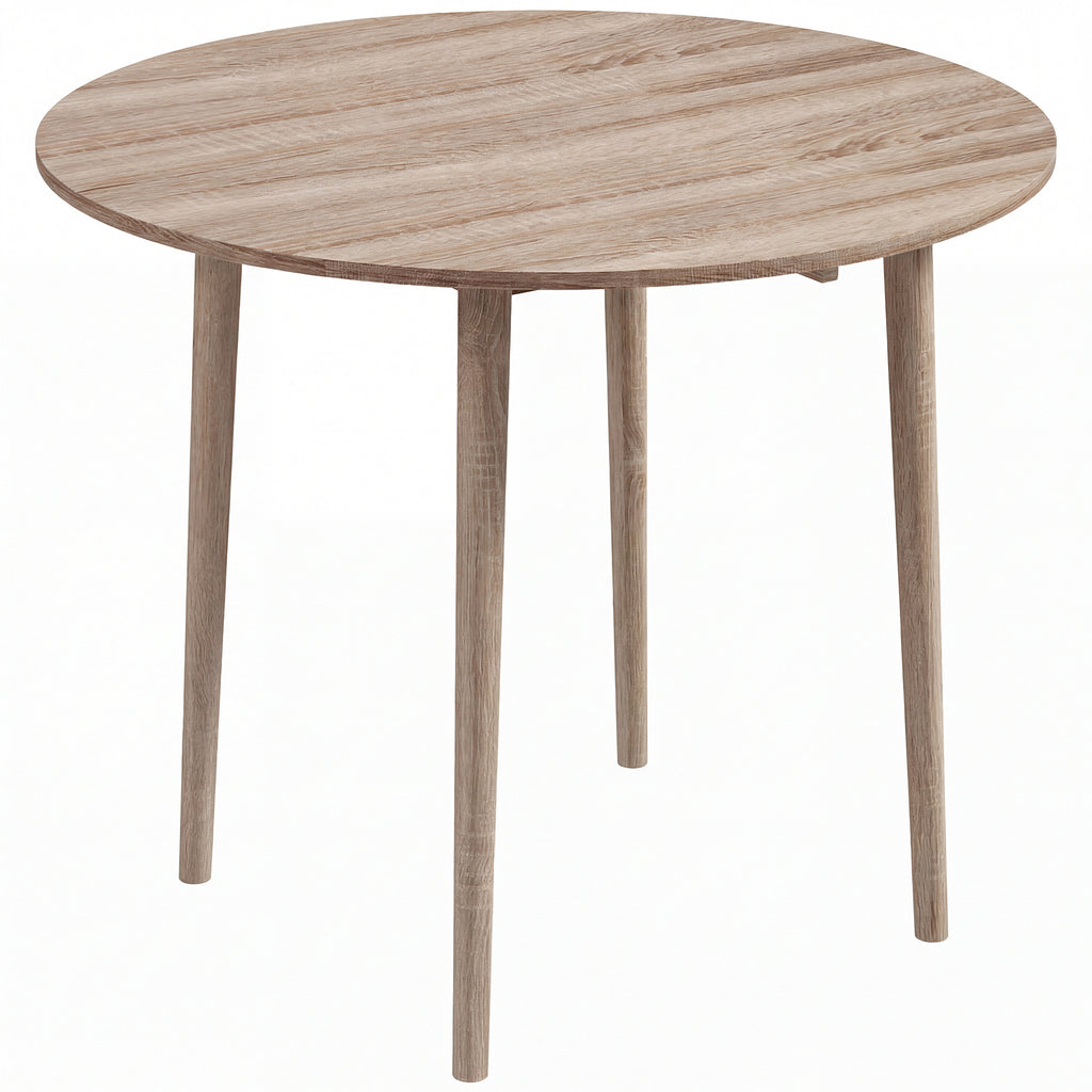Round Drop Leaf Folding Dining Table for Four - Natural wood finish