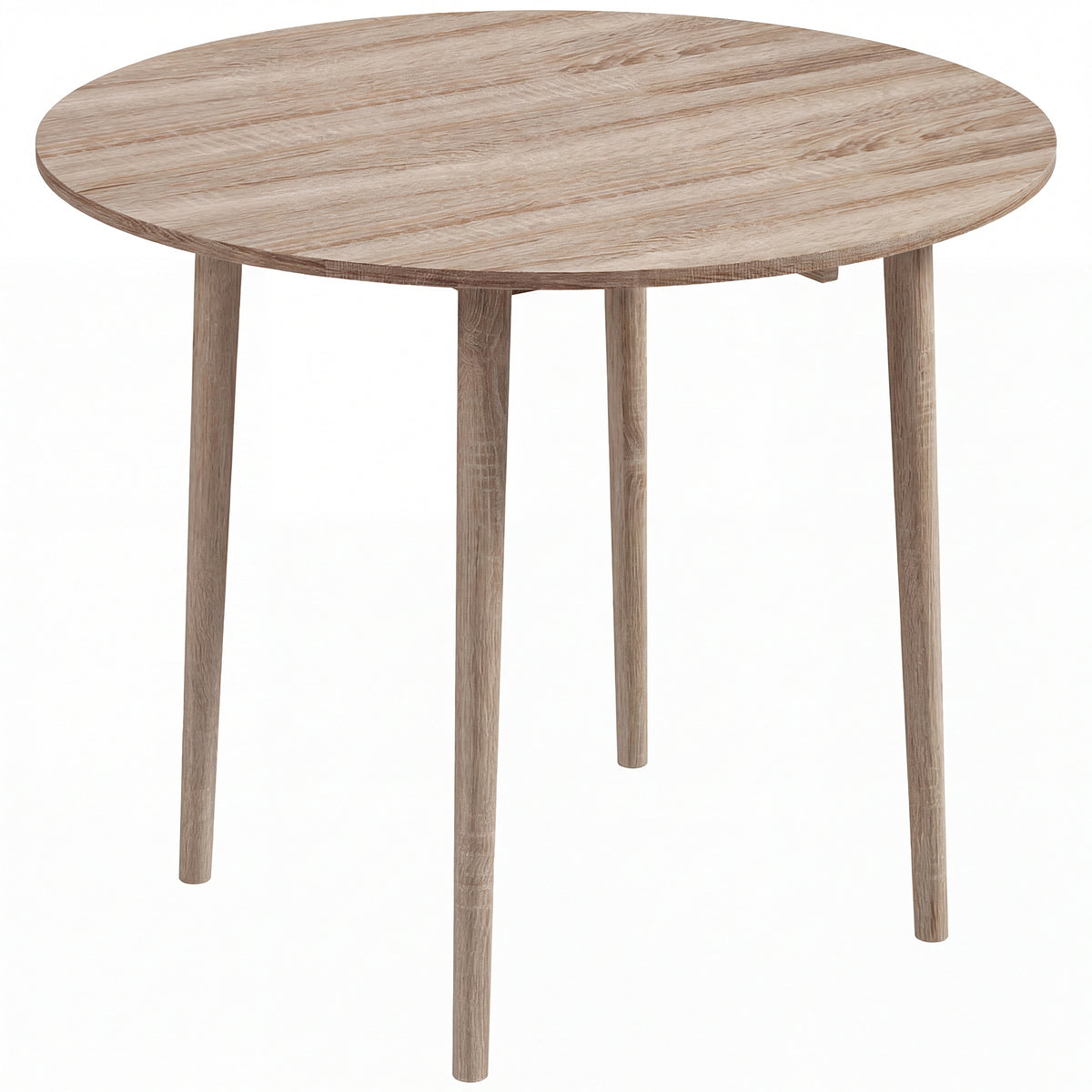 Round Drop Leaf Folding Dining Table for Four - Natural wood finish