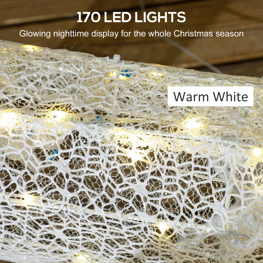 Light-Up Reindeer and Sleigh Christmas Decoration White