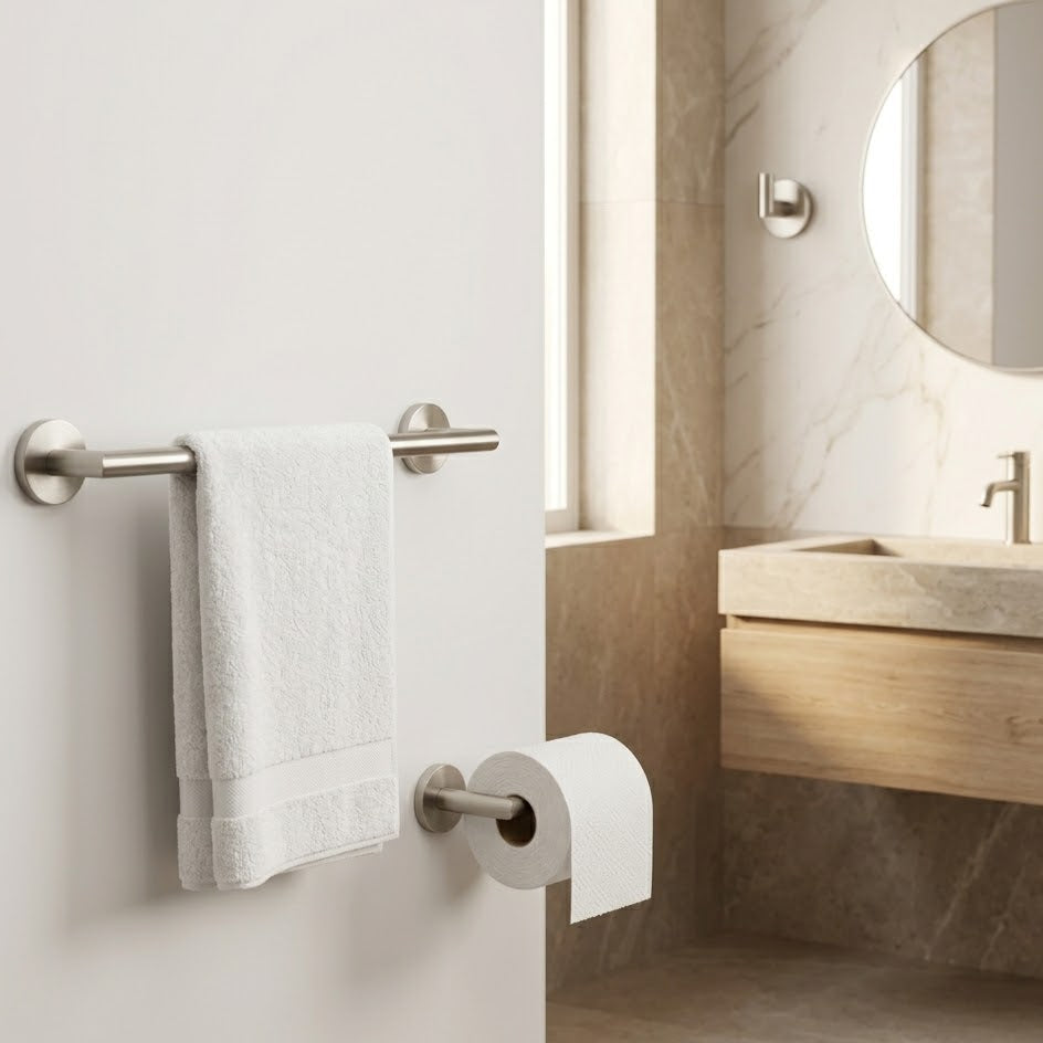 3 Piece Brushed Nickel Stainless Steel Bathroom Hardware Set Modern Bathroom Decor