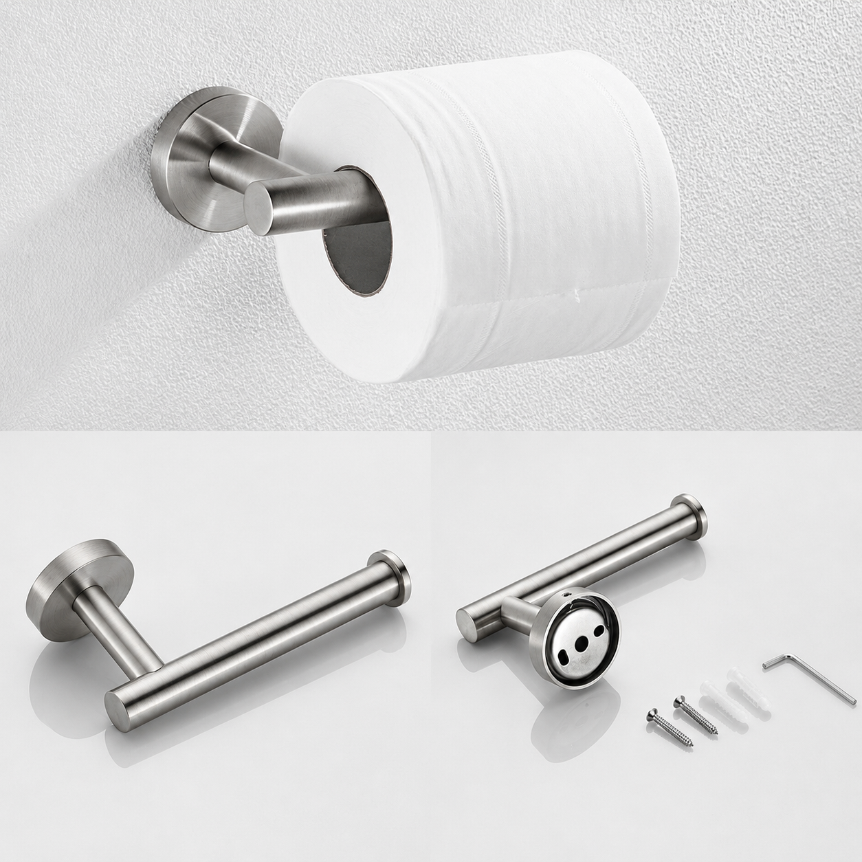 3 Piece Brushed Nickel Stainless Steel Bathroom Hardware Set Modern Bathroom Decor