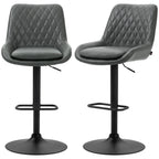 Retro Faux Leather Bar Stools Set of 2 with Adjustable Height