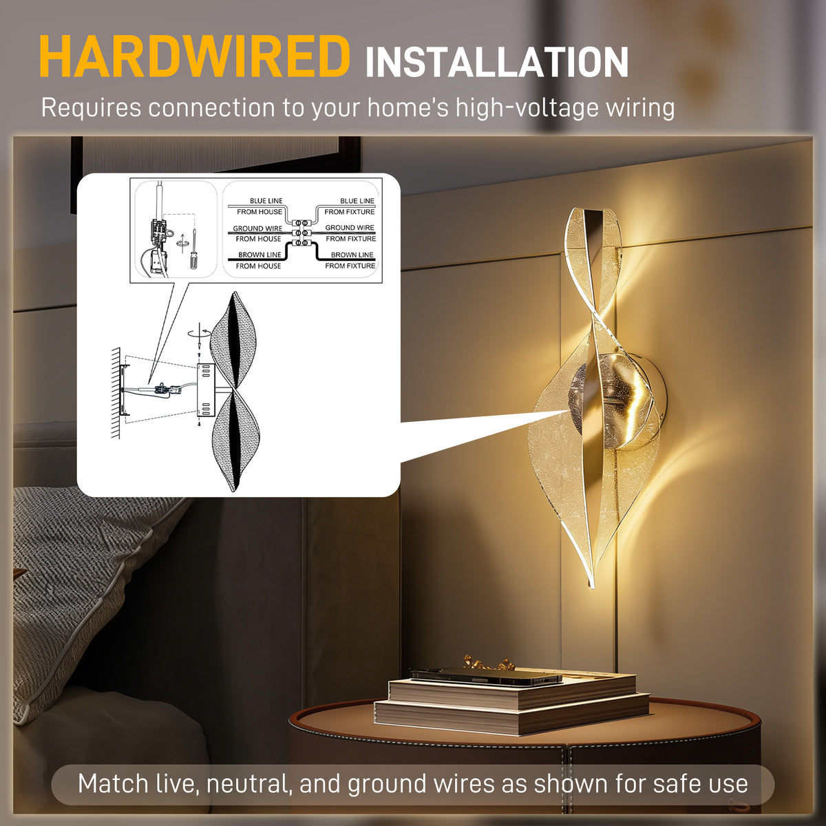 Silver LED spiral wall light dimensions