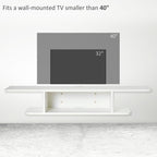 White Floating Wall-Mounted TV Shelf with Storage