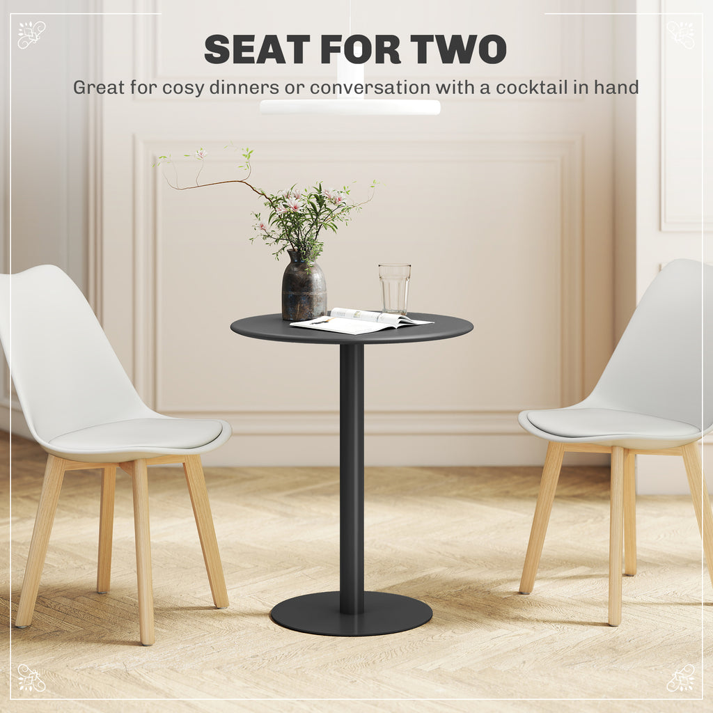 Small Round Bistro Dining Table with Steel Base - Black