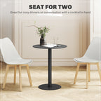 Small Round Bistro Dining Table with Steel Base - Black