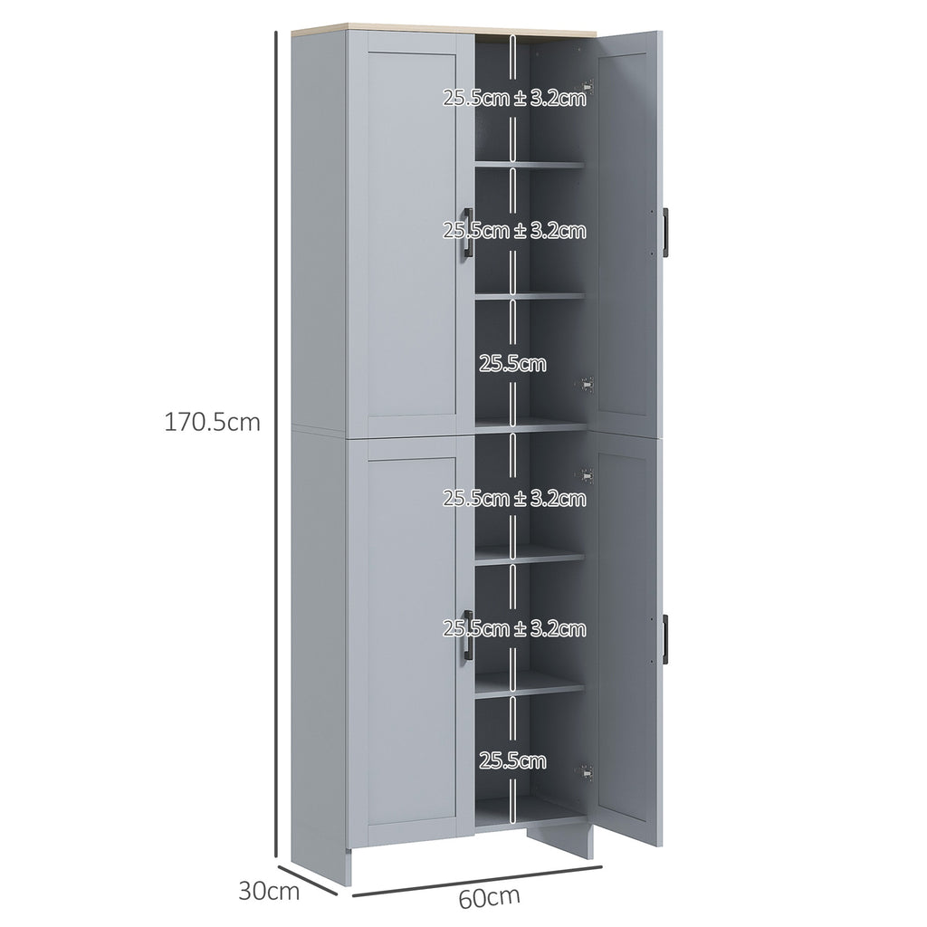Slim Tall Storage Cupboard with Six-Tier Adjustable Shelving