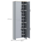Slim Tall Storage Cupboard with Six-Tier Adjustable Shelving
