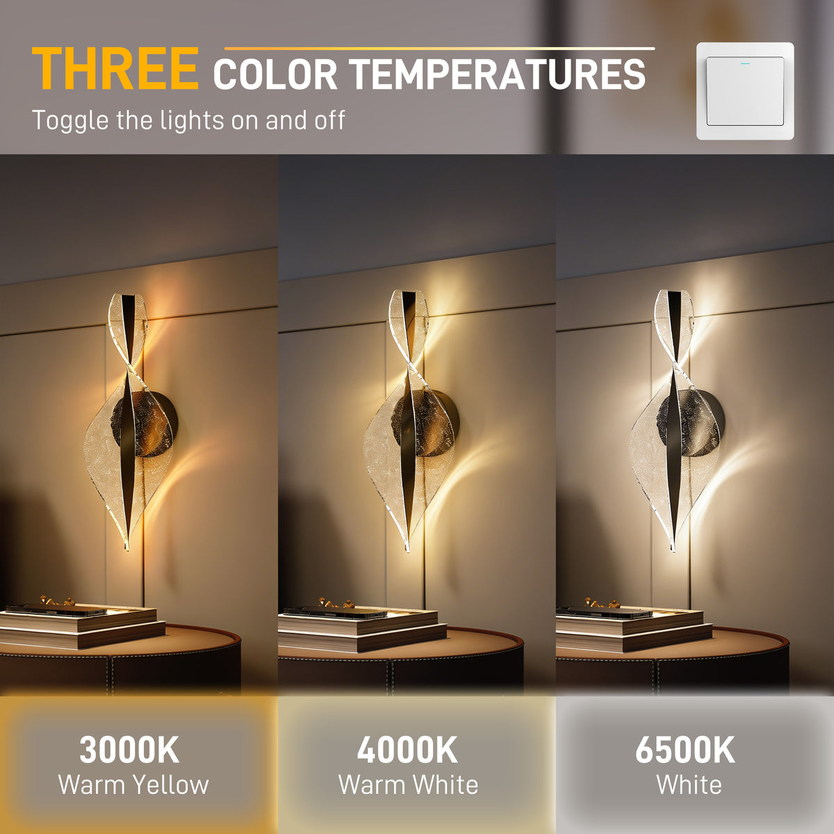 Black LED wall sconce close-up