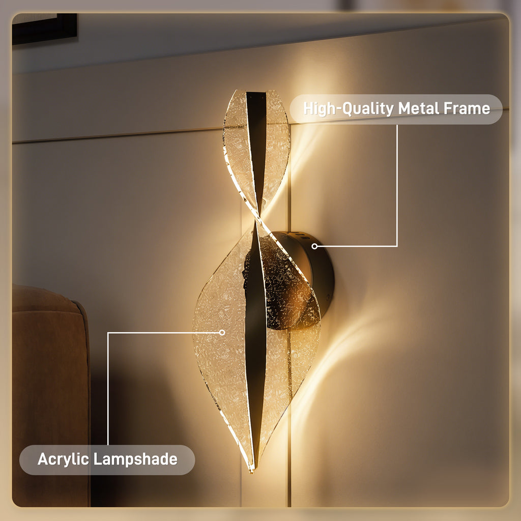 Black LED spiral wall light, alternate view