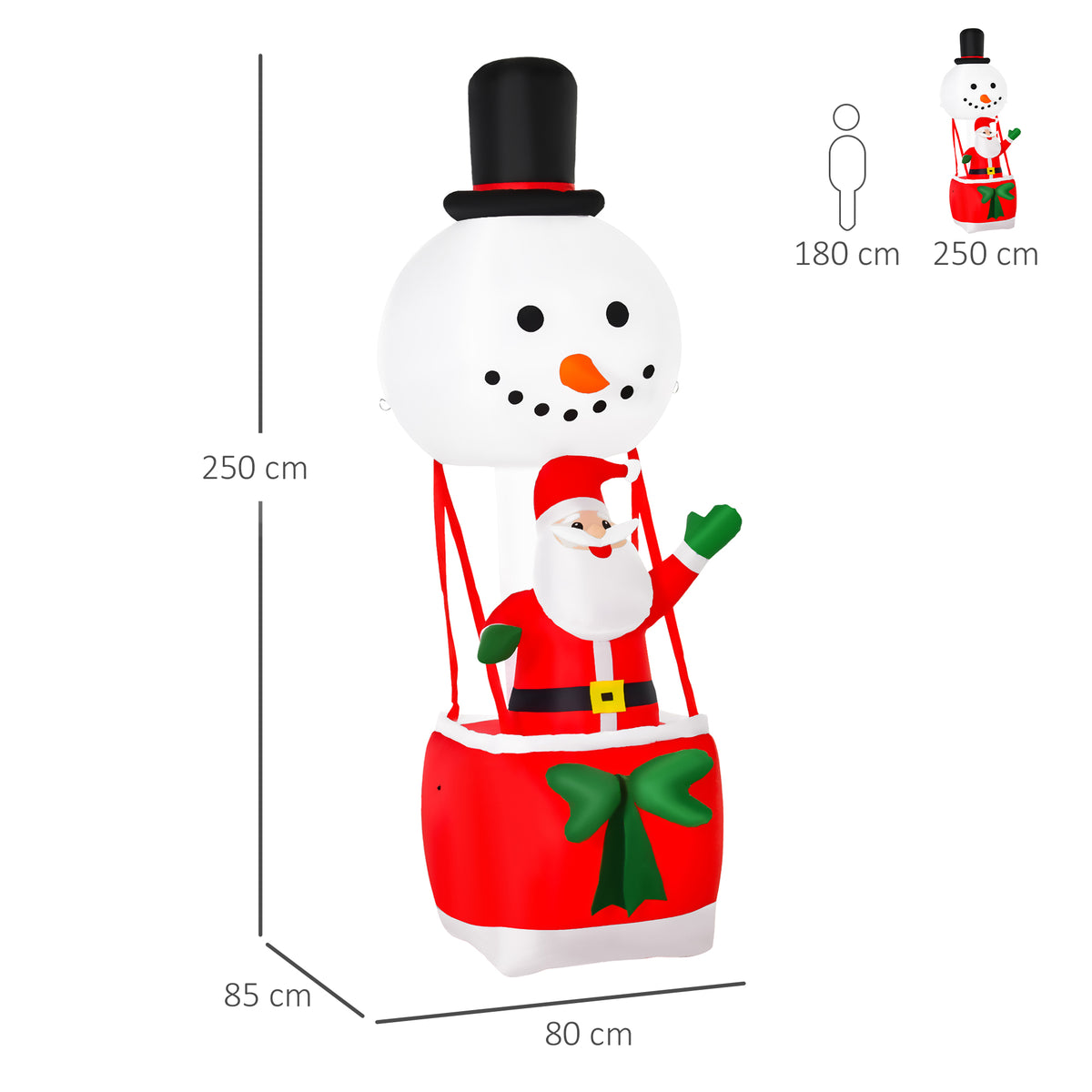 8ft Light-Up Inflatable Santa on Hot Air Balloon Christmas Decoration Red