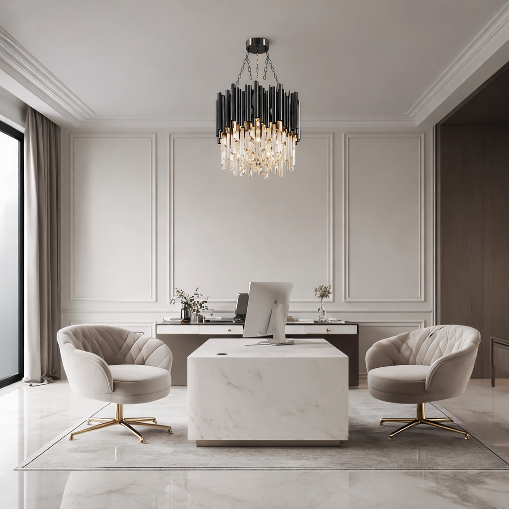 Luxury Black Crystal Chandelier with Adjustable Chain